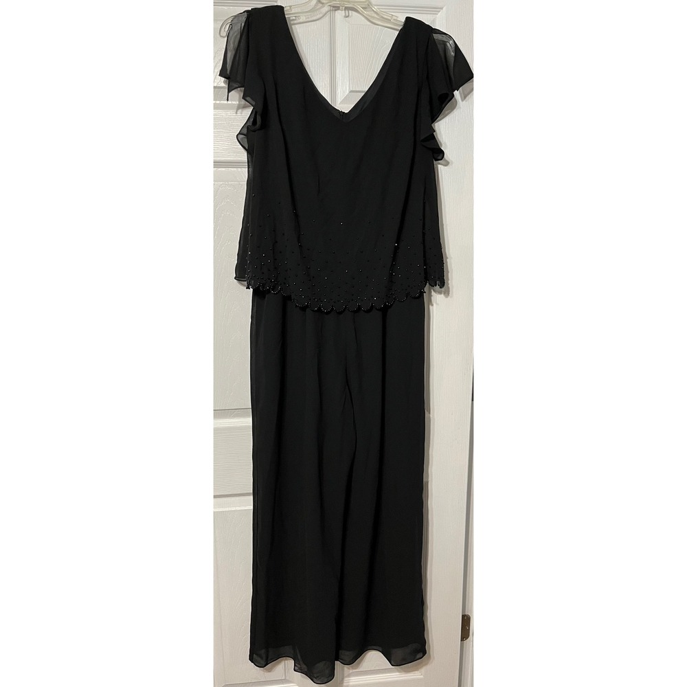 Another Thyme Beaded‎ Party Jumpsuit Wide Leg Formal Occasion Evening Black 16W